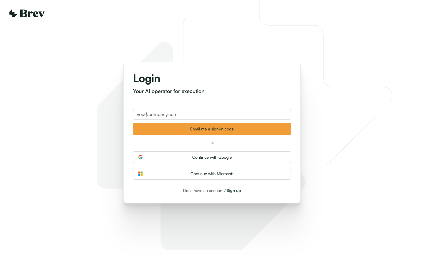 The Brev sign-in page.